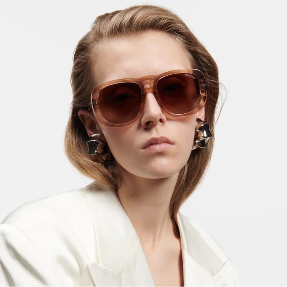 NEW TOM FORD BILIIE TF1012 45F WOMEN SUNGLASSES FT1012/S BROWN